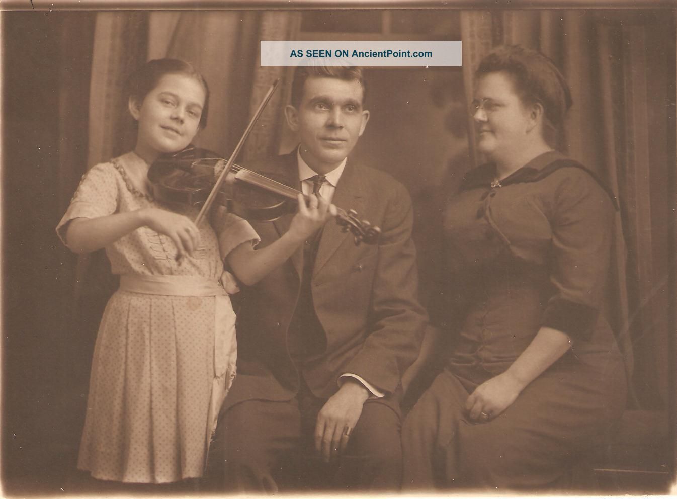 Antique Violin Photograph 1913 Photo Girl Playing Violin Picture Art String photo