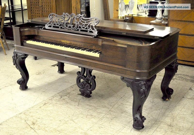 Rare 1838 Chickering & Sons Antique Rosewood Square Grand Piano Keyboard photo