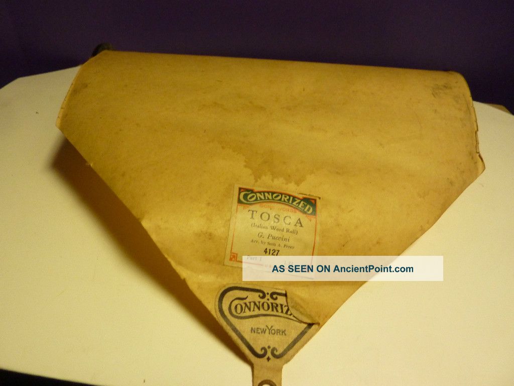 Vintage Piano Roll Connorized 4127 Italian Word Roll Tosca G.  Puccini Keyboard photo