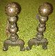 Antique Dated 1919 Brass Arts & Crafts Mission Fireplace Andirons Fire Dogs Hearth Ware photo 3