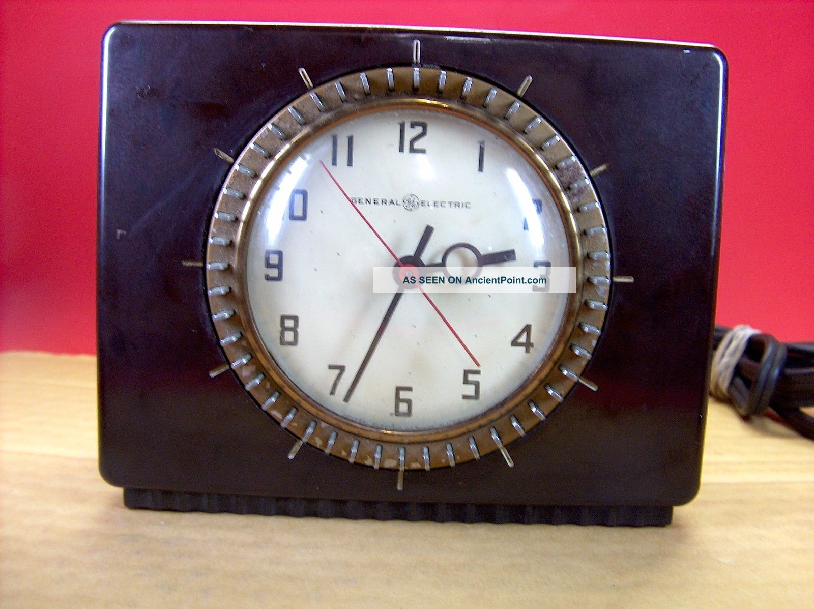 Old Vtg 1940 ' S Ge Telechron Art Deco Electric Clock / Timer Bakelite Case Works Other photo