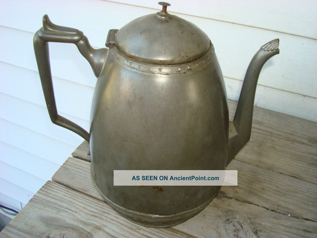 Early Antique Coffee Pot Ovoid Shape Decorated And Make Do Repairs Other photo