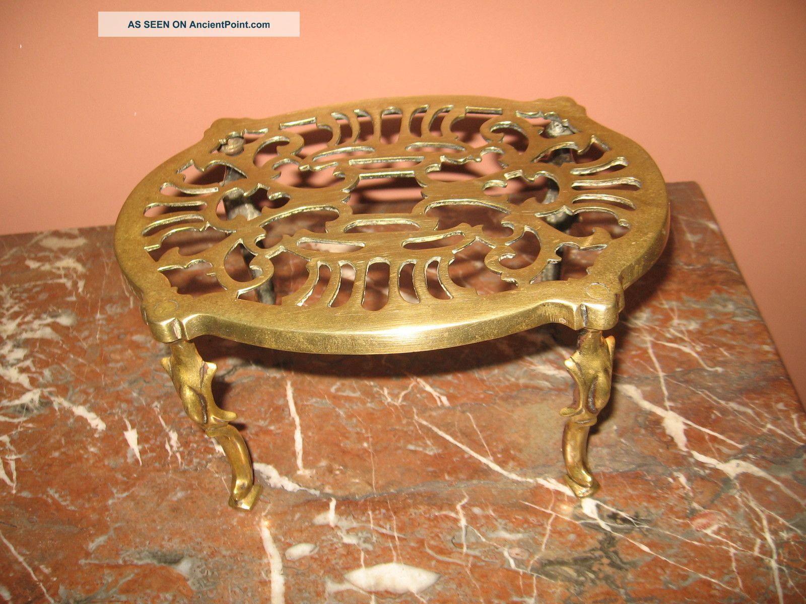 Victorian English Brass Table Trivet 9 5/8 Wide And 41/2 Inches High Trivets photo