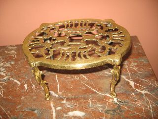 Victorian English Brass Table Trivet 9 5/8 Wide And 41/2 Inches High photo