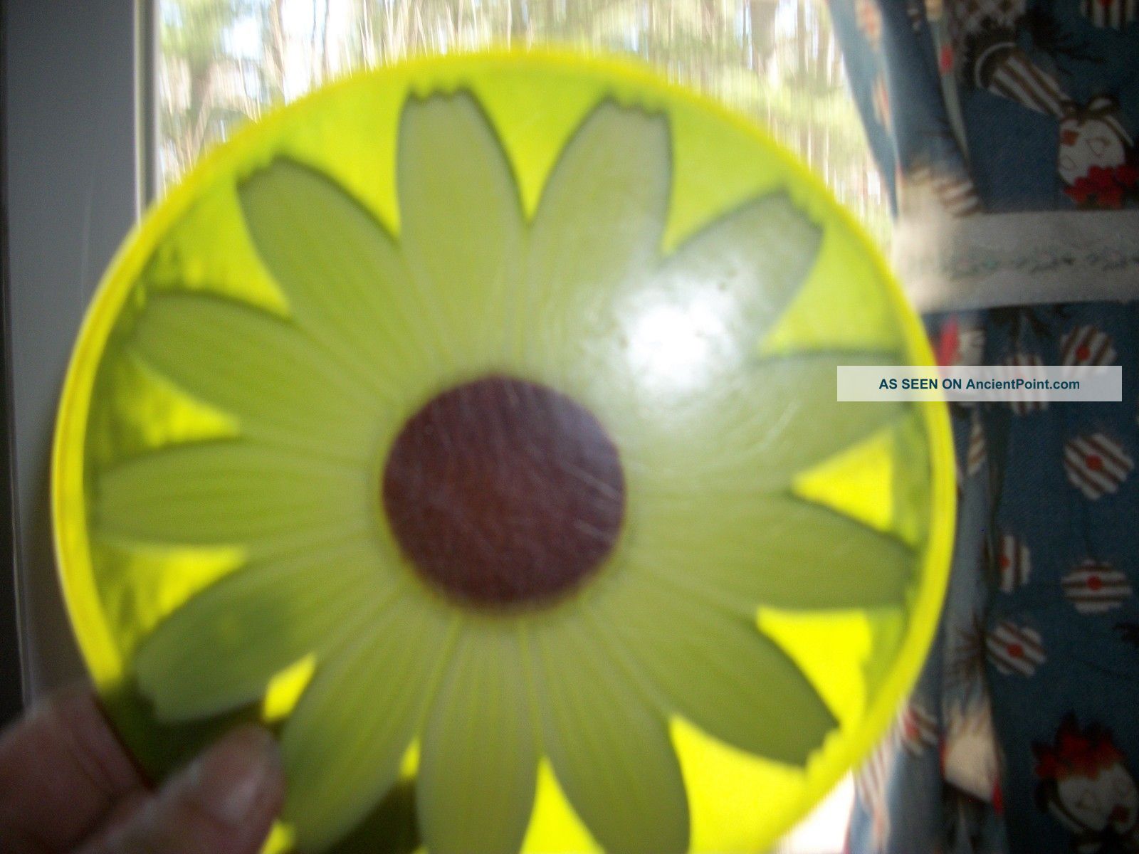 Extremely Old,  Old Lucite? Pretty Green Color,  With Daisy Inside.  Has Hook - Hang. Trivets photo
