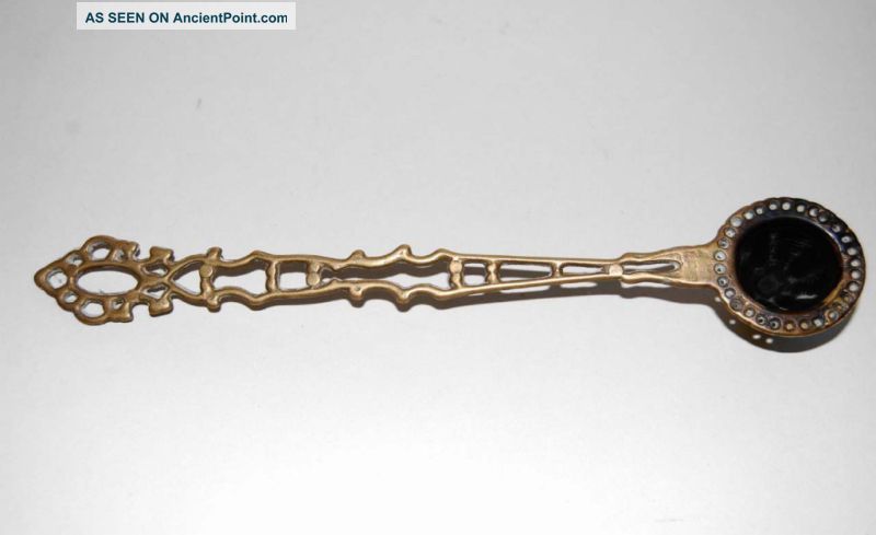 Antique Brass Candle Snuffer With Ornate Handles Other photo