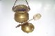 Antique Solid Brass Covered Footed Handled Pot W Plug Hearth Ware photo 1