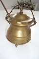 Antique Solid Brass Covered Footed Handled Pot W Plug Hearth Ware photo 2
