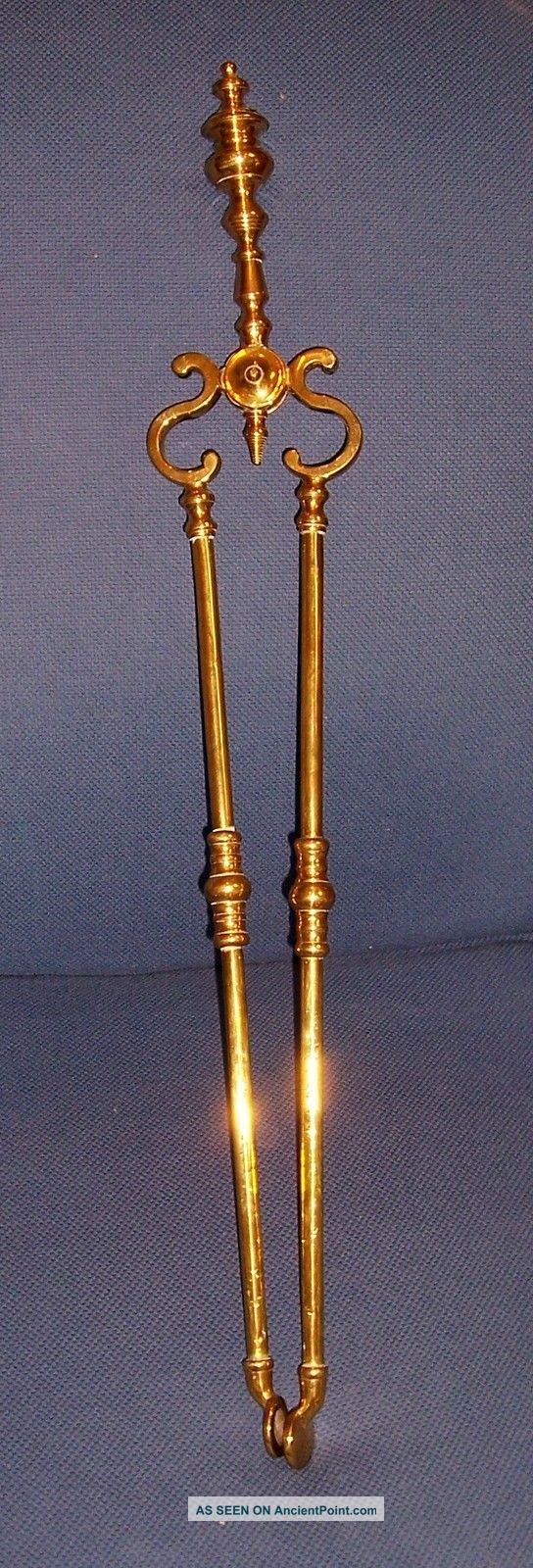Antique Solid Brass Fireplace Tongs Hearth Ware photo