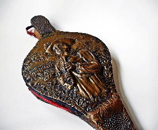 Impressive Mezzo - Rilievo Highly Ornate Brass Leather Wood French Made Bellows photo