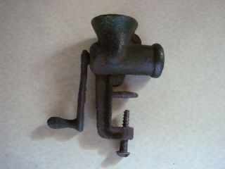 Antique Miniature Sample Cast Iron Meat Grinder Dug Up photo