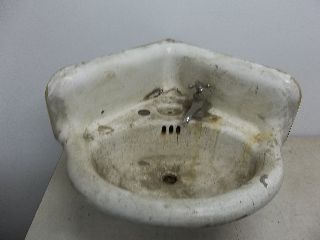 Antique High Back Corner Cast Iron Bathroom Sink,  19 