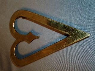 Antique 18th 19th C.  American Colonial Heart Shaped Brass Trivet 1800 Federal photo