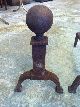 Antique Bradley & Hubbard Andirons Cannonball Top Marked B&h 4913 Fireplace Hearth Ware photo 1