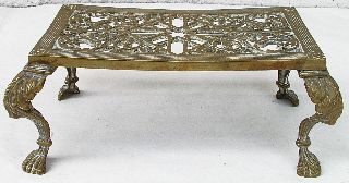 Fine Antique 1800 ' S Chippendale Brass Fireplace Tall Trivet photo