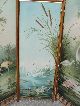 Antique 1890s Aesthetic Stork Oil Paintings,  Oak Stick & Ball Screen Nr Aesthetic Movement photo 11