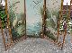 Antique 1890s Aesthetic Stork Oil Paintings,  Oak Stick & Ball Screen Nr Aesthetic Movement photo 3