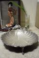 Antique Silver Plate Arts & Craft Deco Candle Fish Shell Footed Bowl Old Patina Candlesticks & Candelabra photo 2
