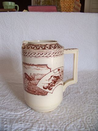 Antique Jd & Co.  Warwick Castle Stag Aesthetic Transferware Water Pitcher photo