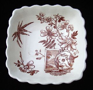 Aesthetic Brown Transferware Waste Bowl - Great Herons 1888 photo