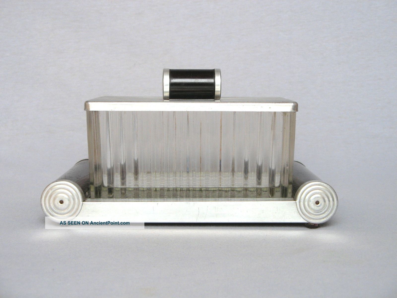 Vintage French 1920 - 30s Art Deco Set W/ Mirrored Tray And Glass Container Art Deco photo
