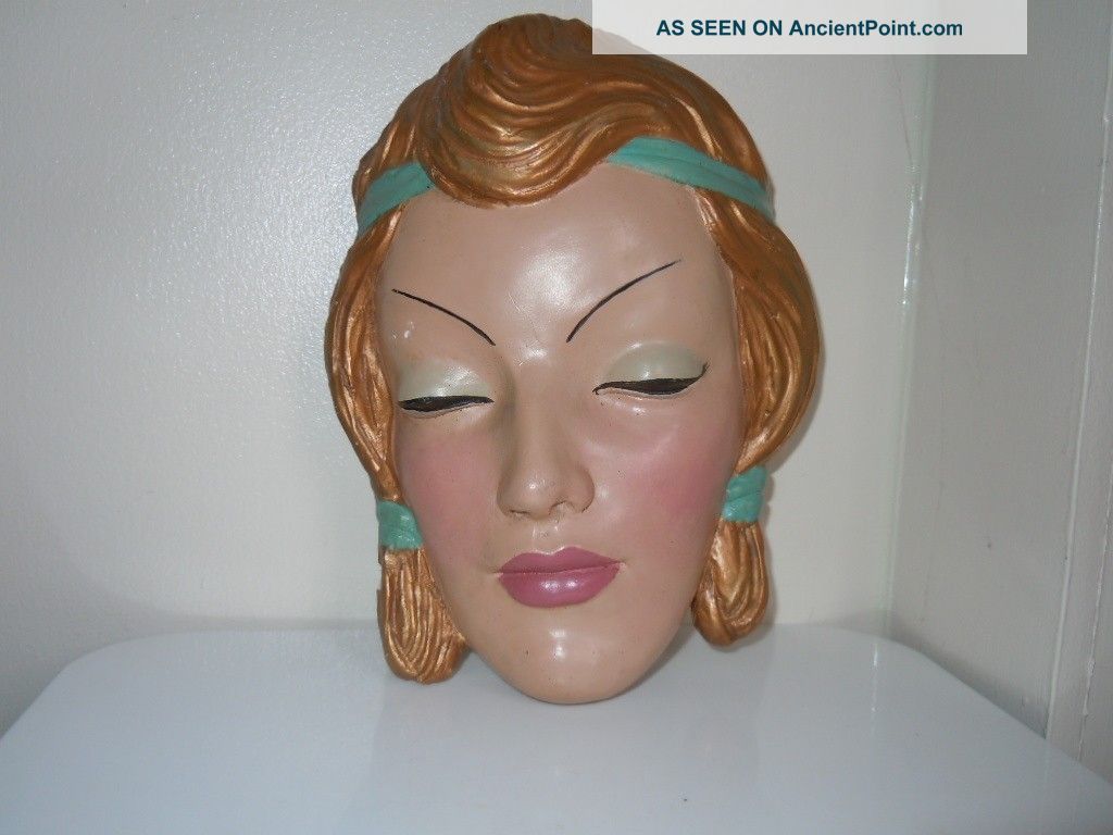 Art Deco Vintage Stunning Stamped Lady ' S Face Wall Mask Art Deco photo