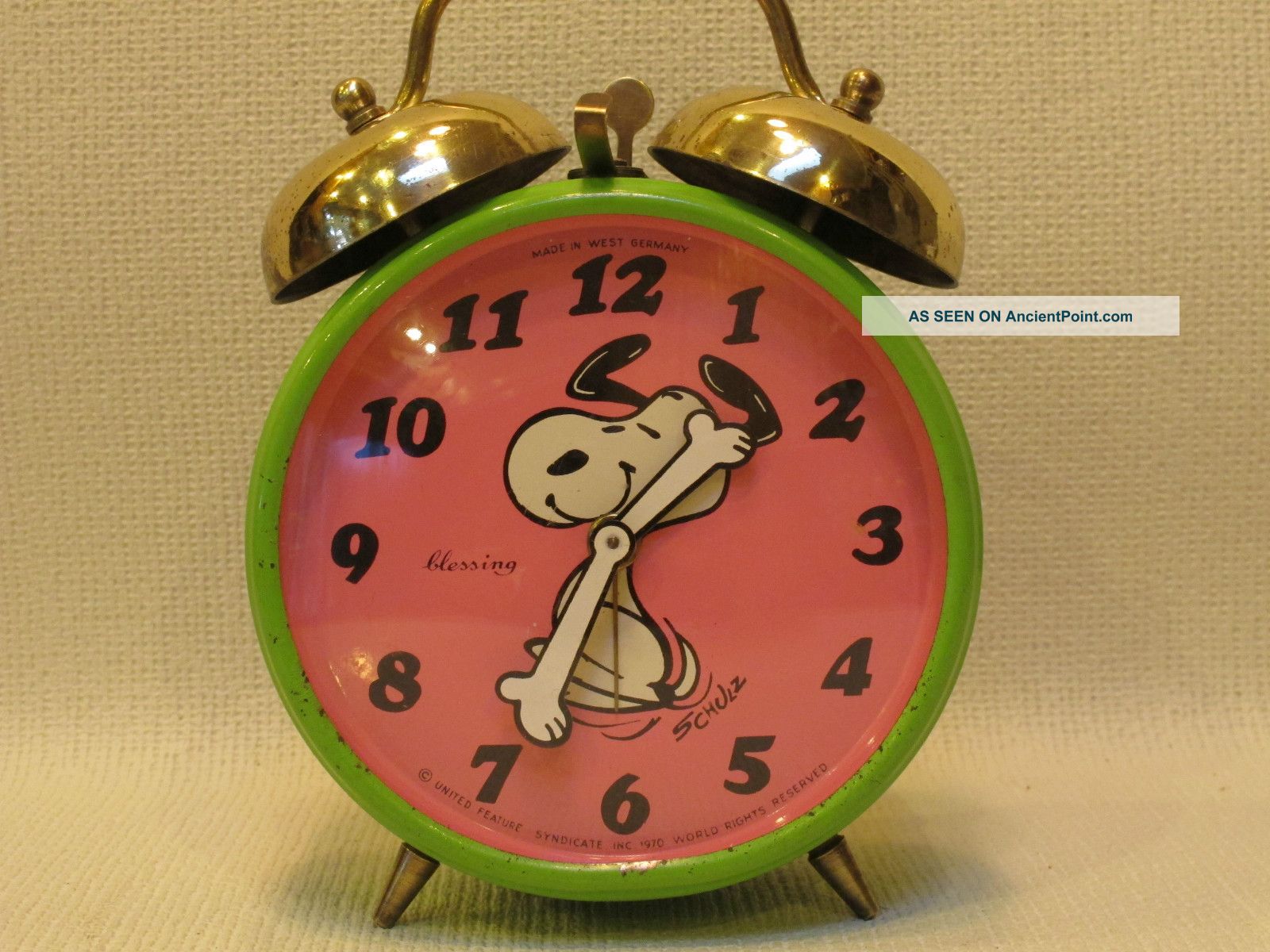 Vintage 1970 Snoopy West German Alarm Clock Art Deco photo