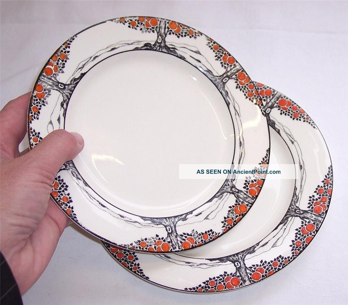 Pair Of Crown Ducal Side Plates Orange Tree Design - 7 