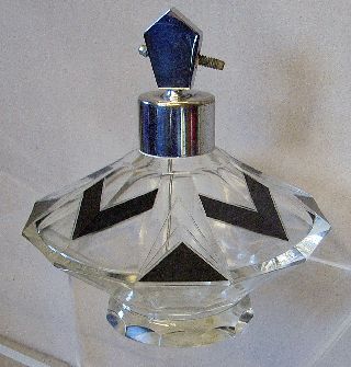 Art Deco Geometric Cut Glass Perfume Bottle photo