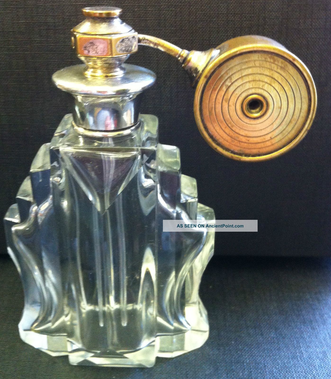Art Deco Perfume Bottle Silver Hallmarked & Heavy Glass Art Deco photo