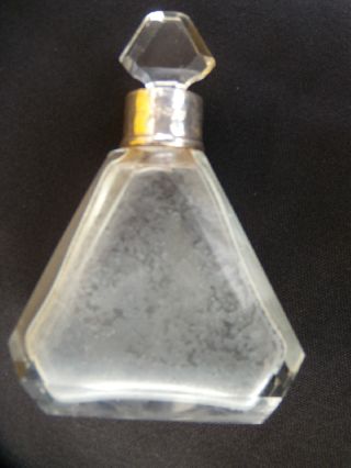 Art Deco Glass Silver Hallmarked Small Perfume Bottle Ex.  Con. photo