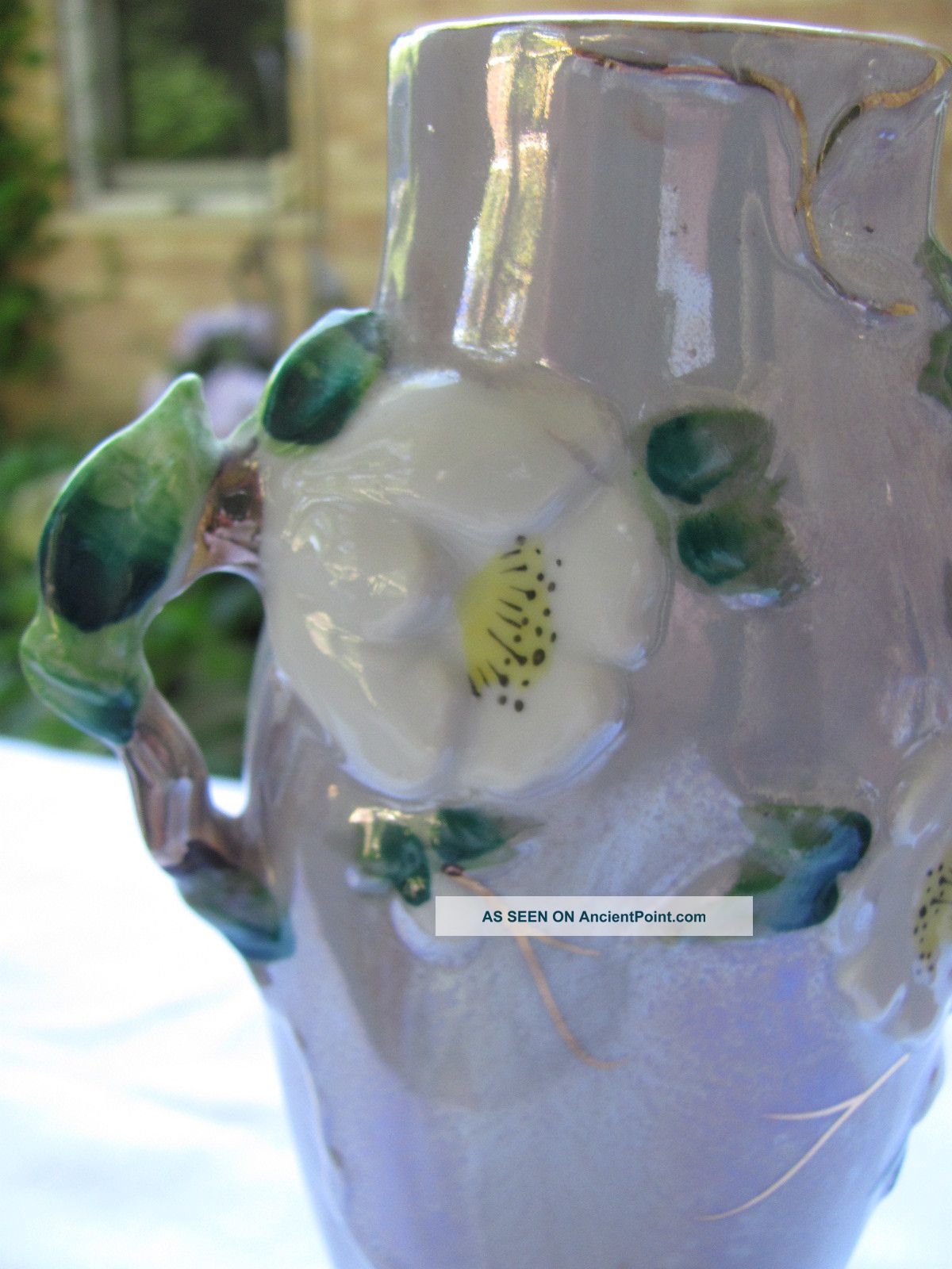 Art Deco Japanese Vase - Free Form Handles And Embossed Flowers Vases photo