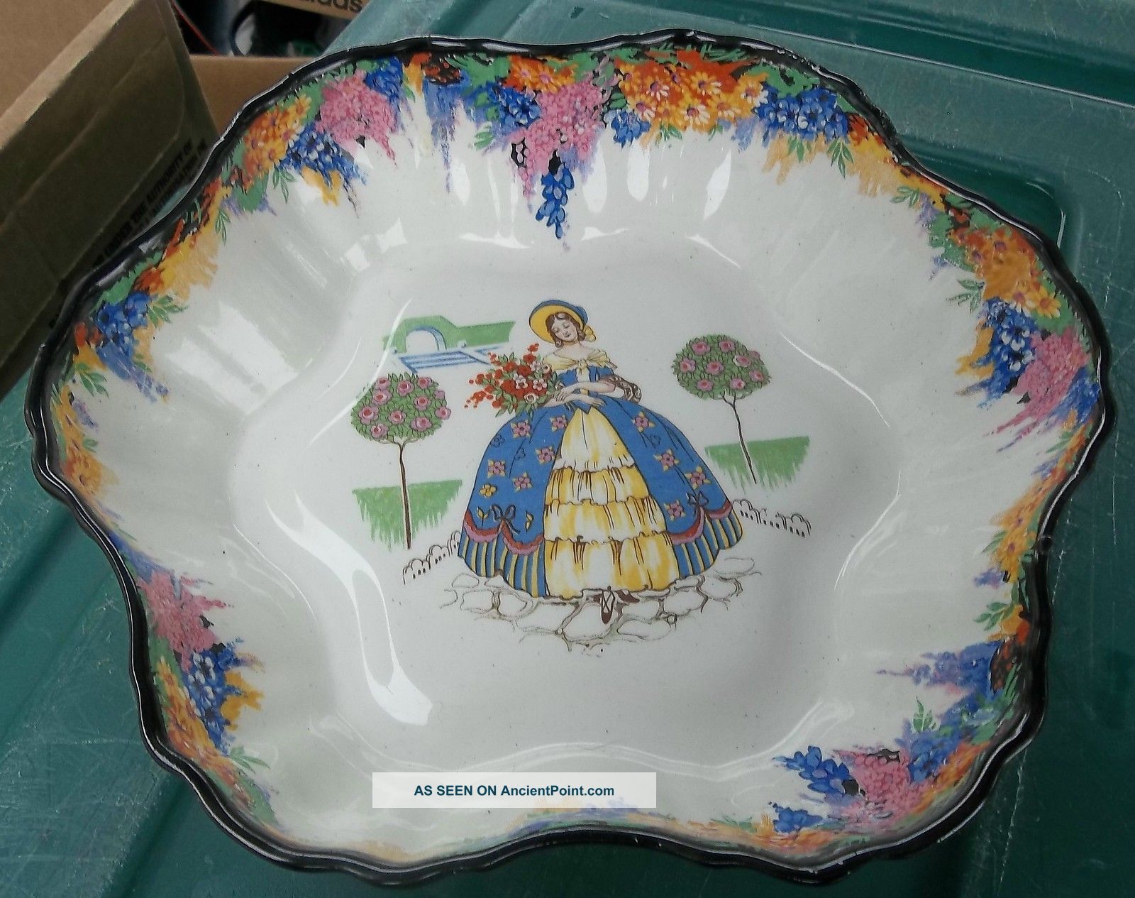 H & K Tunstall Pompadour Crinoline Lady Art Deco Era Bowl N/r Art Deco photo