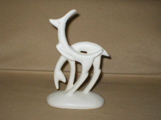 Mid Century Art Deco Deer Figurine White Glaze photo