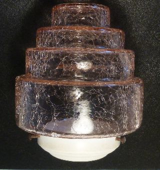 Art Deco Pink Crackle Glass Lamp Shade Light Shade In. photo