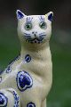 & Orig.  Art Deco Period Open Legged Ceramic Cat With Glass Eyes C1930s Figurines photo 1
