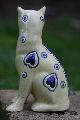& Orig.  Art Deco Period Open Legged Ceramic Cat With Glass Eyes C1930s Figurines photo 5