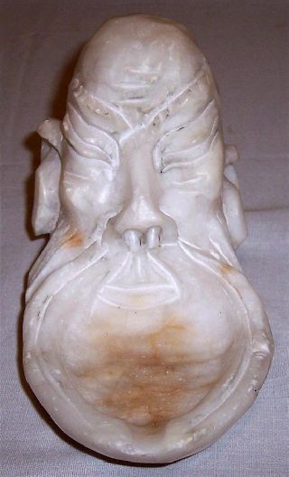 Vintage Marble Art Deco Sculpture Bust Bearded Man Beard Forms Ashtray 1920 - 30 ' S photo