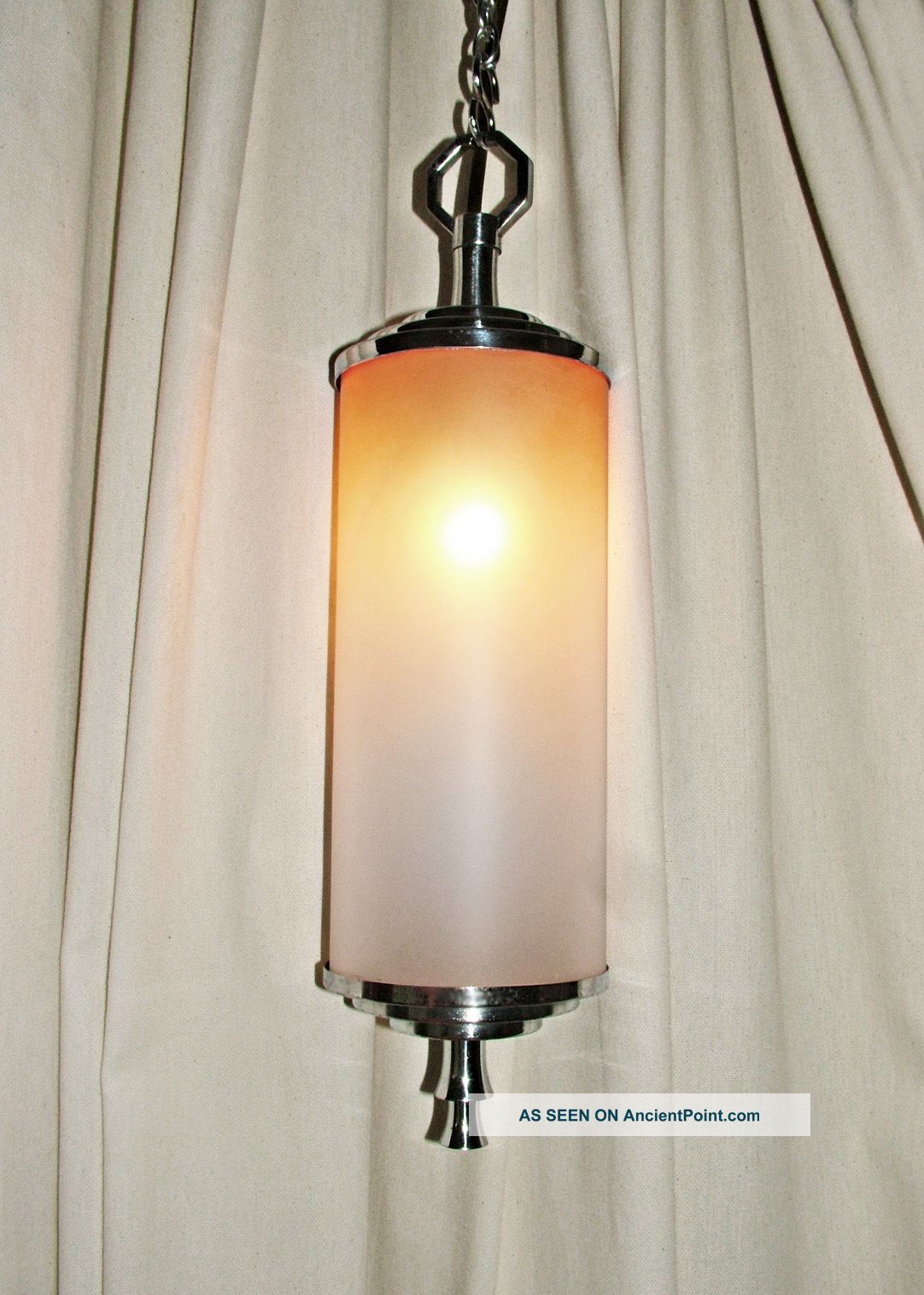 Art Deco Chrome & Tinted Glass Lantern / Hanging Light. Art Deco photo