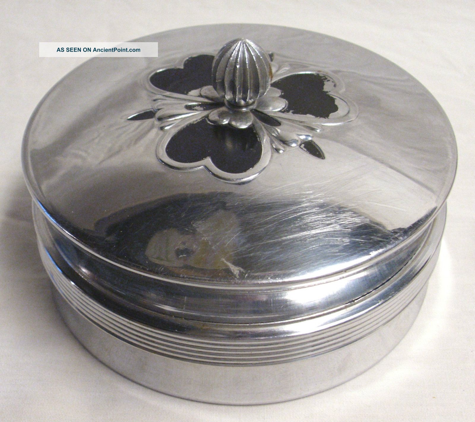 Chase Art Deco Chrome Covered Powder Dish 1930s Art Deco photo