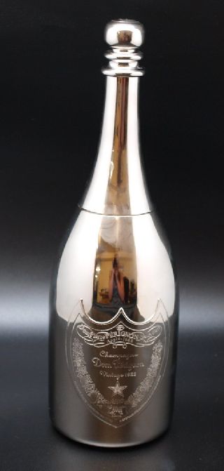 Silver Plated Cocktail Shaker In The Form Of A Dom Perignon Champagne Bottle photo