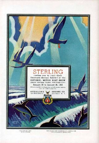 1935 Sterling Art Deco Motor Boat Sport Ship Engine Ad photo
