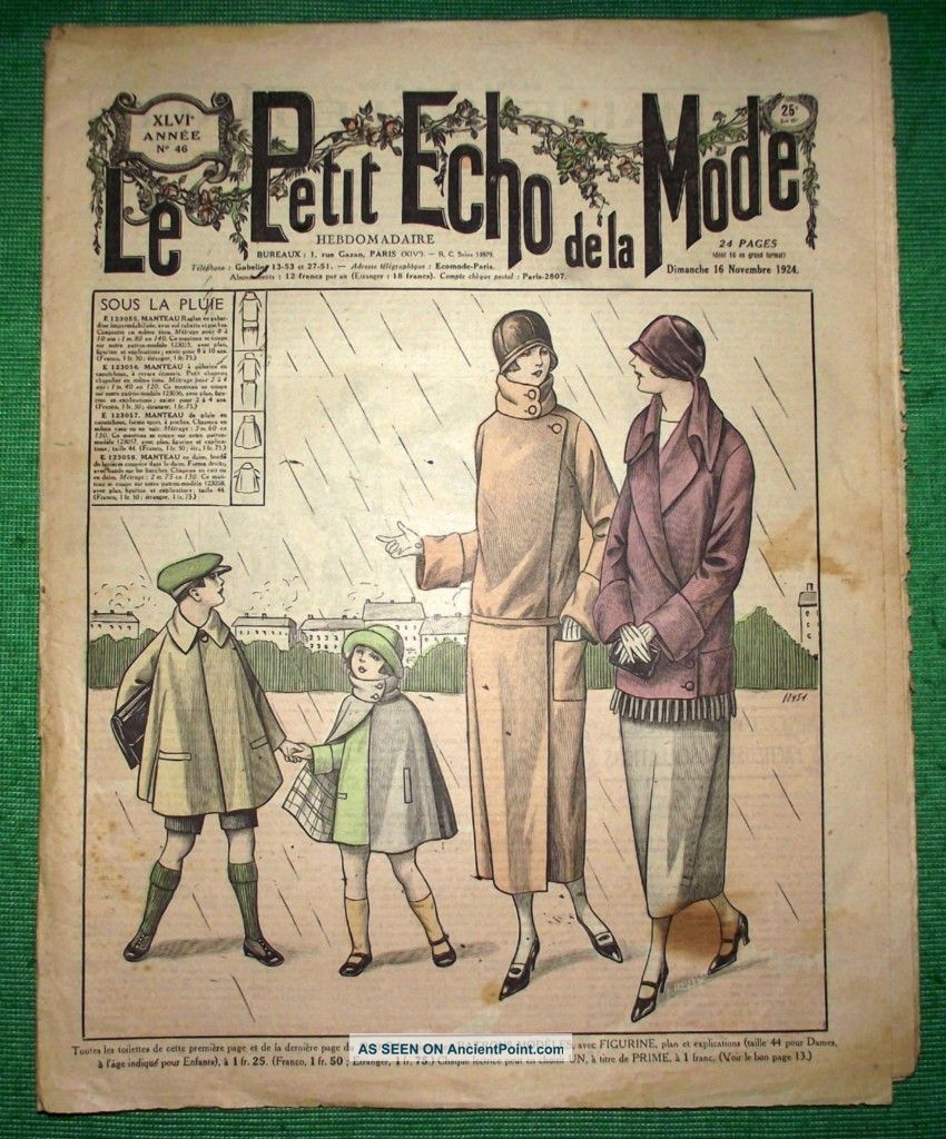 C1924 Art Deco Jazz Era French Fashion Newspaper N3 Art Deco photo
