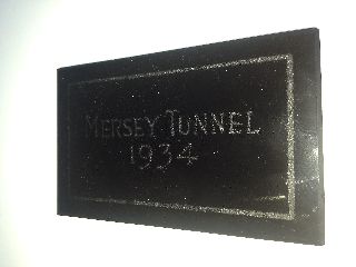 Art Deco Period Mersey Tunnel 1934 Black Glass Plaque Worker Issue Rare 1930 ' S photo