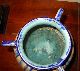 Stunning Rare Deco Futuristic Winged Drip Pottery Vase Gorgeous Blue Cream Glaze Art Deco photo 8