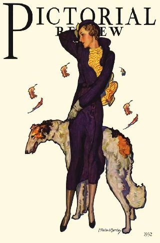 1932 Irish Borzoi Russian Wolfhound Dog Art Deco Poster photo