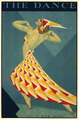 1925 Music Fashion Dancer Theatre Stage Art Deco Poster New Printing photo