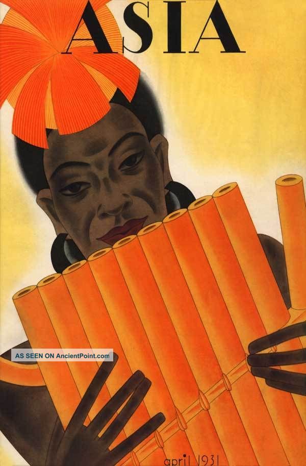 1931 Asia African Reed Flute Music Song Art Deco Poster New Printing Art Deco photo