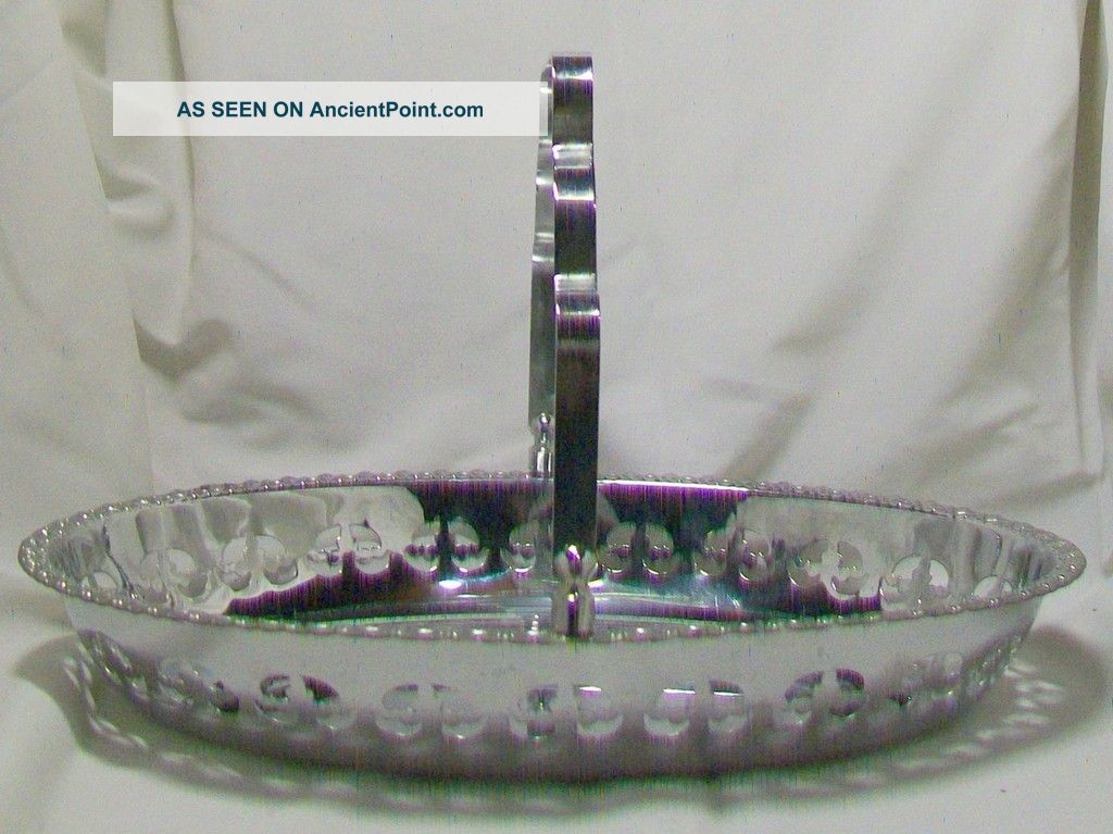 Good 1930s Chrome Fruit Or Cake Basket~pierced~embossed Art Deco photo