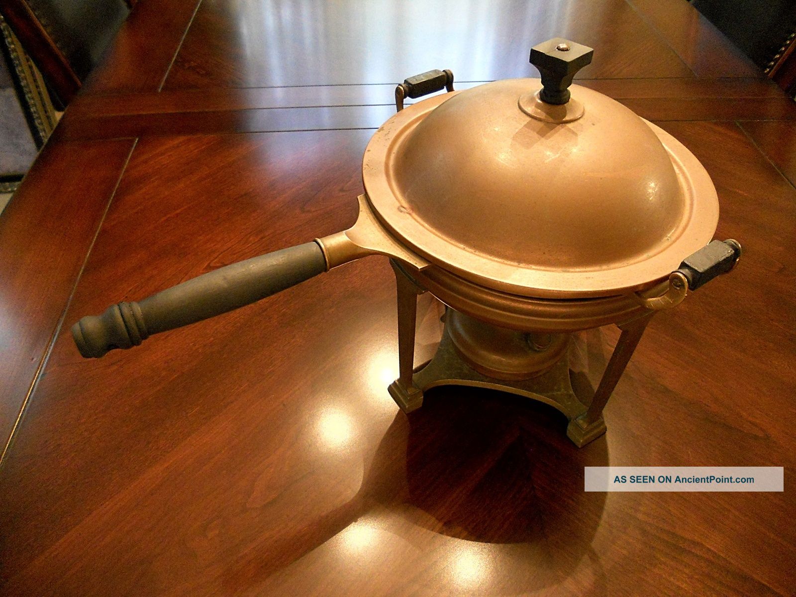 1908 Landers Frary & Clark Art Deco Antique Copper Brass Zinc Chafing Dish Art Deco photo